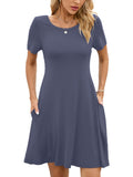 Chiclily Women's Summer Dresses Casual T Shirt Dresses Light Short Sleeve Flowy Beach Sundress with Pockets