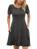 Chiclily Women's Summer Dresses Casual T Shirt Dresses Light Short Sleeve Flowy Beach Sundress with Pockets