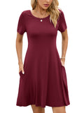 Chiclily Women's Summer Dresses Casual T Shirt Dresses Light Short Sleeve Flowy Beach Sundress with Pockets