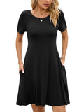 Chiclily Women's Summer Dresses Casual T Shirt Dresses Light Short Sleeve Flowy Beach Sundress with Pockets