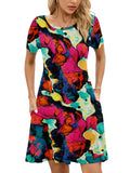 Chiclily Women's Summer Dresses Casual T Shirt Dresses Light Short Sleeve Flowy Beach Sundress with Pockets