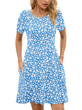 Chiclily Women's Summer Dresses Casual T Shirt Dresses Light Short Sleeve Flowy Beach Sundress with Pockets