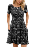 Chiclily Women's Summer Dresses Casual T Shirt Dresses Light Short Sleeve Flowy Beach Sundress with Pockets