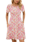 Chiclily Women's Summer Dresses Casual T Shirt Dresses Light Short Sleeve Flowy Beach Sundress with Pockets