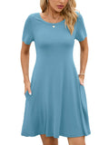 Chiclily Women's Summer Dresses Casual T Shirt Dresses Light Short Sleeve Flowy Beach Sundress with Pockets
