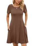 Chiclily Women's Summer Dresses Casual T Shirt Dresses Light Short Sleeve Flowy Beach Sundress with Pockets