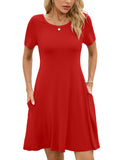 Chiclily Women's Summer Dresses Casual T Shirt Dresses Light Short Sleeve Flowy Beach Sundress with Pockets
