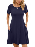 Chiclily Women's Summer Dresses Casual T Shirt Dresses Light Short Sleeve Flowy Beach Sundress with Pockets