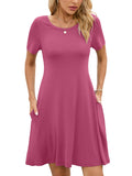 Chiclily Women's Summer Dresses Casual T Shirt Dresses Light Short Sleeve Flowy Beach Sundress with Pockets