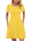 Chiclily Women's Summer Dresses Casual T Shirt Dresses Light Short Sleeve Flowy Beach Sundress with Pockets