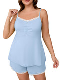 SHOWMALL Women Plus Pajama Sets Lingerie Sleepwear 2 Pieces Cami Shorts Set V Neck Pj Lace Sleepwear