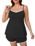 SHOWMALL Women Plus Pajama Sets Lingerie Sleepwear 2 Pieces Cami Shorts Set V Neck Pj Lace Sleepwear