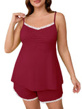 SHOWMALL Women Plus Pajama Sets Lingerie Sleepwear 2 Pieces Cami Shorts Set V Neck Pj Lace Sleepwear