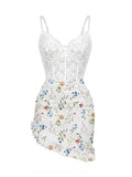 SHOWMALL Women's Lingerie Lace Nightdress Strap Chemise Underwire Bodysuit Sexy V Neck Sleepwear