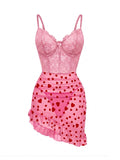 SHOWMALL Women's Lingerie Lace Nightdress Strap Chemise Underwire Bodysuit Sexy V Neck Sleepwear