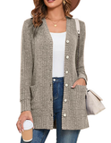 SHOWMALL Women's Long Sleeve Open Front Cardigan Button Down Ribbed Knit