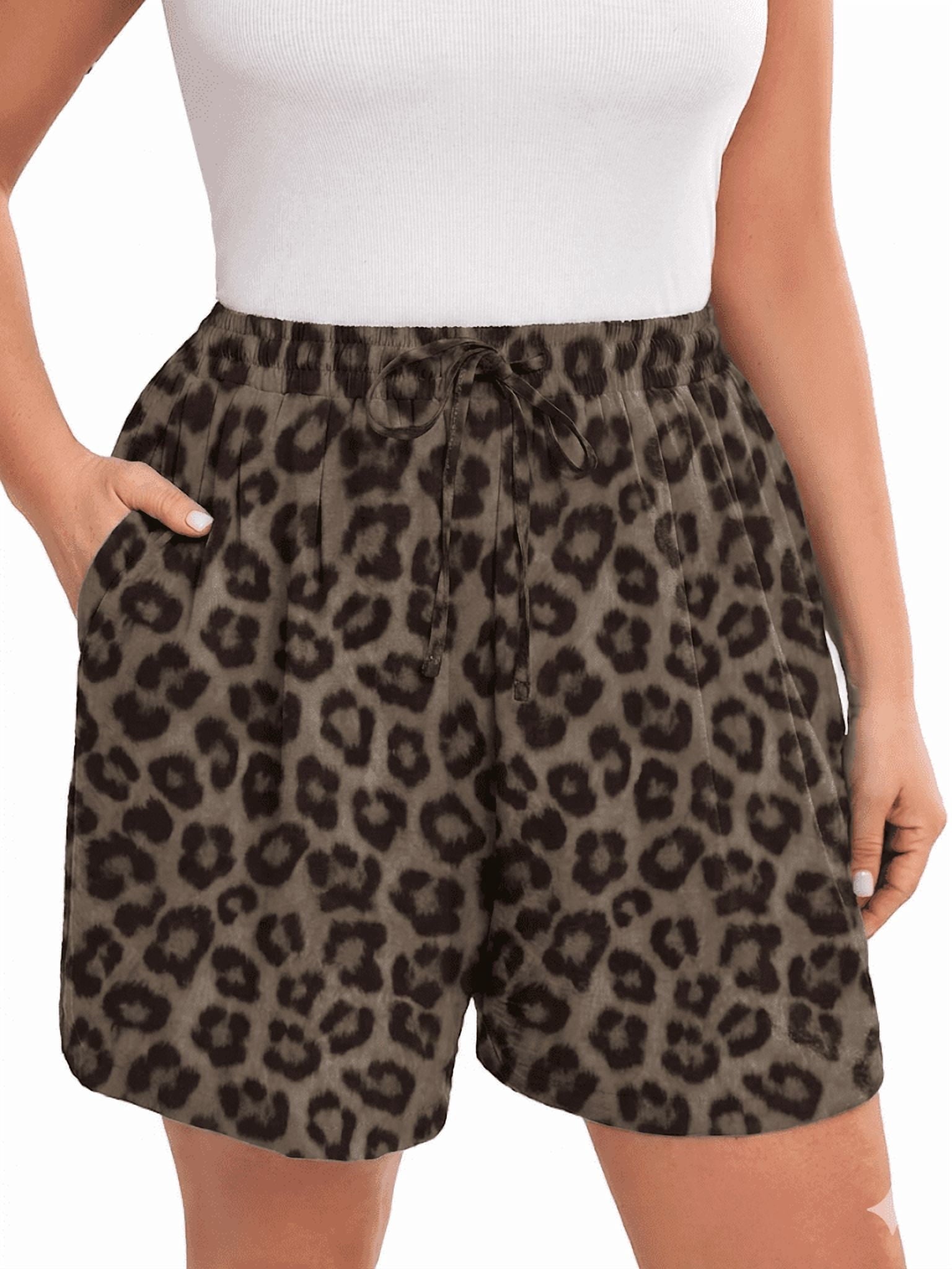 SHOWMALL Women's Plus Drawstring Shorts Summer Elastic Waist