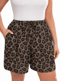 SHOWMALL Women's Plus Drawstring Shorts Summer Elastic Waist