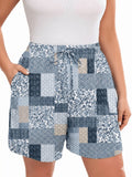 SHOWMALL Women's Plus Drawstring Shorts Summer Elastic Waist