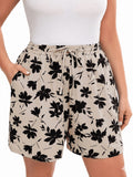SHOWMALL Women's Plus Drawstring Shorts Summer Elastic Waist
