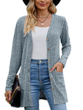 Chiclily Women's Fall Cardigan Lightweight Soft Knit Cardigan Long Sleeve Open Front Coat with Pockets
