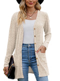 Chiclily Women's Fall Cardigan Lightweight Soft Knit Cardigan Long Sleeve Open Front Coat with Pockets