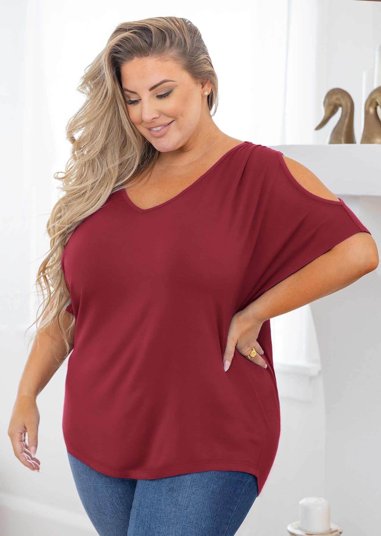 SHOWMALL Plus Size Women Top Short Sleeve Gray 3X Tunic Shirt Summer  Maternity Clothing Loose Fitting Blouse Clothes 
