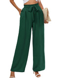 Chiclily Women Wide Leg Pants with Pockets High Waist Loose Belt Flowy Casual Trousers