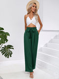 Chiclily Women Wide Leg Pants with Pockets High Waist Loose Belt Flowy Casual Trousers