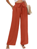 Chiclily Women Wide Leg Pants with Pockets High Waist Loose Belt Flowy Casual Trousers