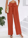 Chiclily Women Wide Leg Pants with Pockets High Waist Loose Belt Flowy Casual Trousers