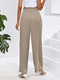 Chiclily Women Wide Leg Pants with Pockets High Waist Loose Belt Flowy Casual Trousers