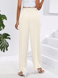 Chiclily Women Wide Leg Pants with Pockets High Waist Loose Belt Flowy Casual Trousers
