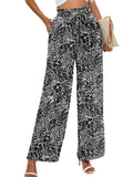 Chiclily Women Wide Leg Pants with Pockets High Waist Loose Belt Flowy Casual Trousers