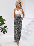 Chiclily Women Wide Leg Pants with Pockets High Waist Loose Belt Flowy Casual Trousers