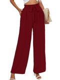 Chiclily Women Wide Leg Pants with Pockets High Waist Loose Belt Flowy Casual Trousers