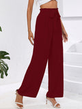 Chiclily Women Wide Leg Pants with Pockets High Waist Loose Belt Flowy Casual Trousers