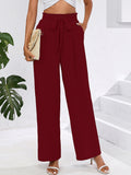 Chiclily Women Wide Leg Pants with Pockets High Waist Loose Belt Flowy Casual Trousers
