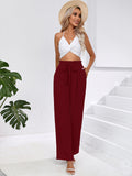 Chiclily Women Wide Leg Pants with Pockets High Waist Loose Belt Flowy Casual Trousers