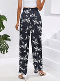 Chiclily Women Wide Leg Pants with Pockets High Waist Loose Belt Flowy Casual Trousers
