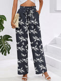 Chiclily Women Wide Leg Pants with Pockets High Waist Loose Belt Flowy Casual Trousers