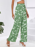 Chiclily Women Wide Leg Pants with Pockets High Waist Loose Belt Flowy Casual Trousers