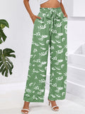 Chiclily Women Wide Leg Pants with Pockets High Waist Loose Belt Flowy Casual Trousers