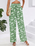 Chiclily Women Wide Leg Pants with Pockets High Waist Loose Belt Flowy Casual Trousers