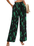 Chiclily Women Wide Leg Pants with Pockets High Waist Loose Belt Flowy Casual Trousers