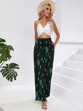 Chiclily Women Wide Leg Pants with Pockets High Waist Loose Belt Flowy Casual Trousers