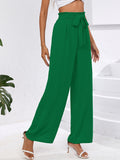 Chiclily Women Wide Leg Pants with Pockets High Waist Loose Belt Flowy Casual Trousers