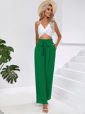 Chiclily Women Wide Leg Pants with Pockets High Waist Loose Belt Flowy Casual Trousers