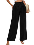 Chiclily Women Wide Leg Pants with Pockets High Waist Loose Belt Flowy Casual Trousers
