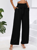 Chiclily Women Wide Leg Pants with Pockets High Waist Loose Belt Flowy Casual Trousers